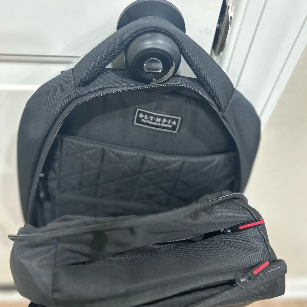 Compact Black Men's Backpack with Subtle Red Accents